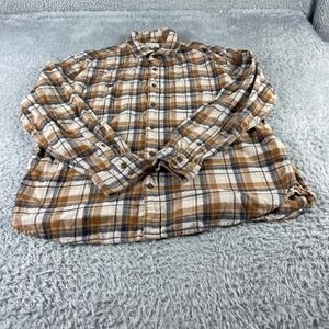 Mutual Weave Plaid Flannel Shirt Long Sleeve Button Up Top Men's XL